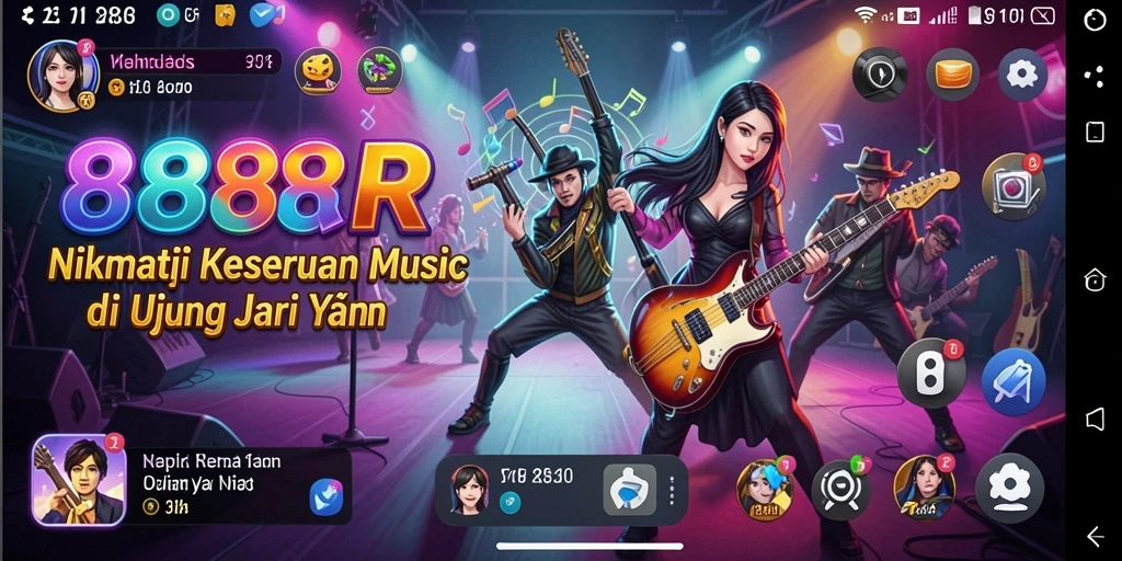 Screenshot permainan 888R dengan gameplay musik yang seru.