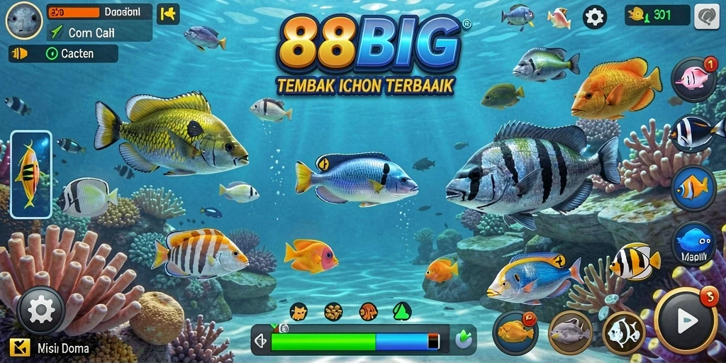 Gameplay seru dalam 88BIG dengan tampilan bawah laut yang menawan.
