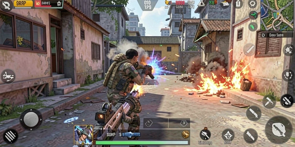 Tampilan gameplay seru dalam 99RP dengan pertempuran TPS yang mendebarkan.