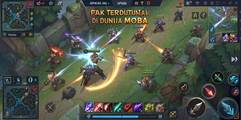 Tampilan aksi seru dalam pertempuran MOBA yang mendebarkan.
