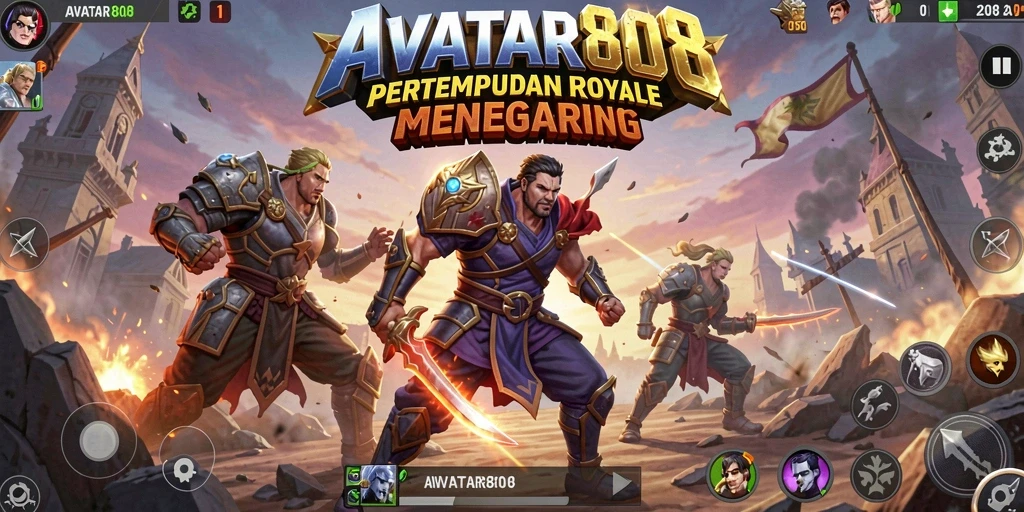 Screenshot menunjukkan pertempuran seru dalam AVATAR808 dengan grafis memukau.