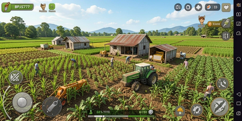 Tampilan menarik gameplay BPJS777 dengan aktivitas bertani.