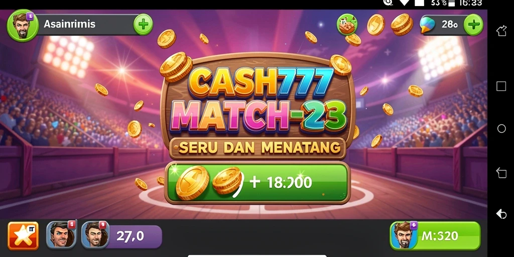 Tampilan gameplay menarik dari CASH777 dengan elemen Match-3 yang seru.