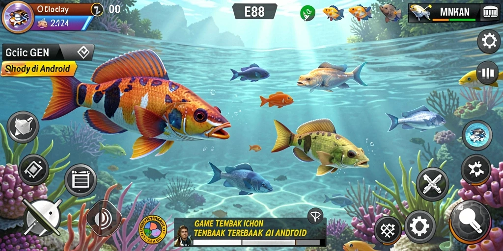 Screenshot E88 menunjukkan momen seru menembak ikan.