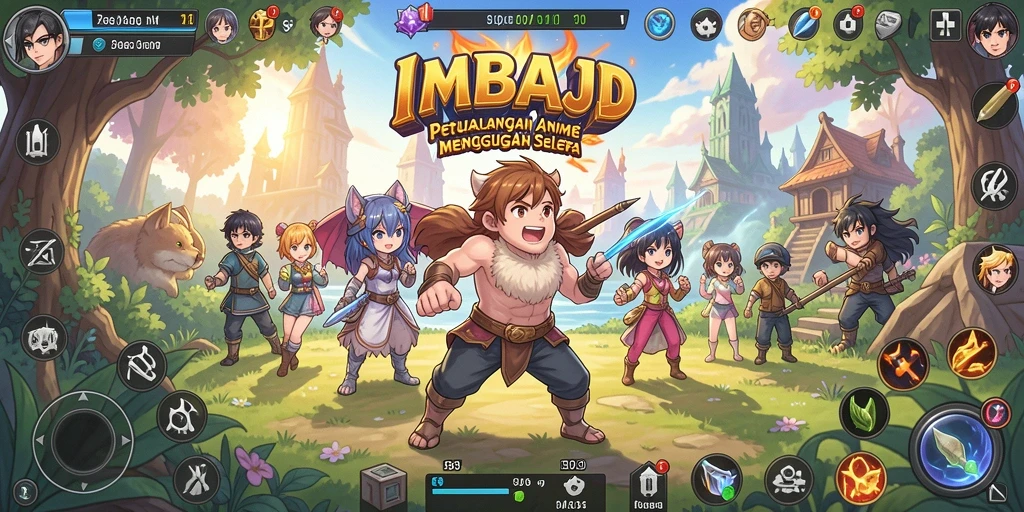 Tampilan gameplay seru di dunia Anime yang penuh warna.