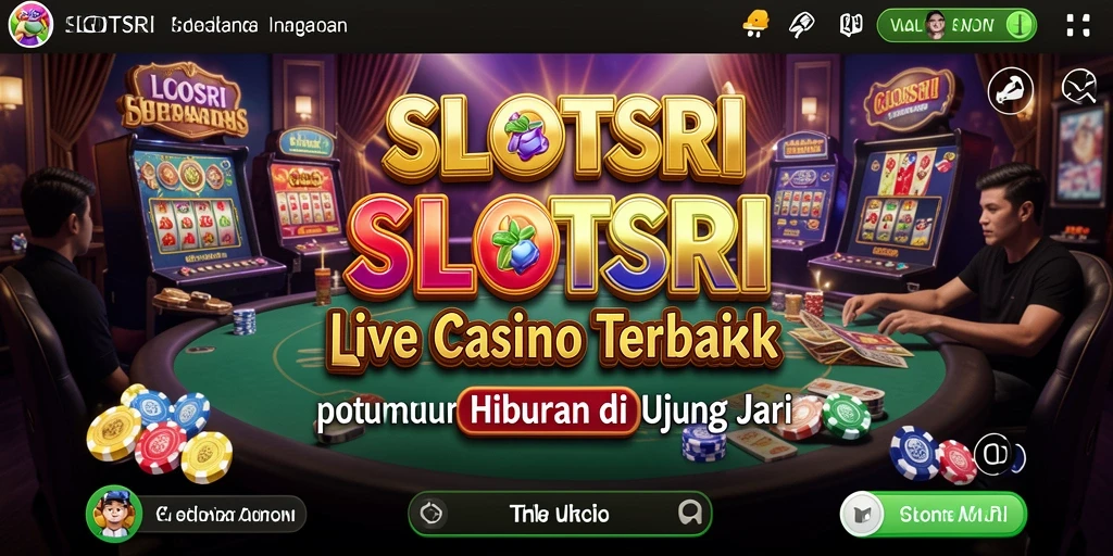Screenshot SLOTSRI menampilkan dealer langsung dan permainan kasino yang seru.