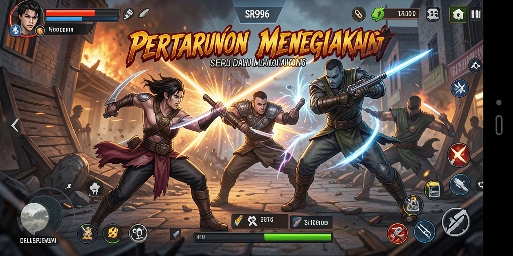 Tampilan gameplay mendebarkan dalam pertarungan di SR996.