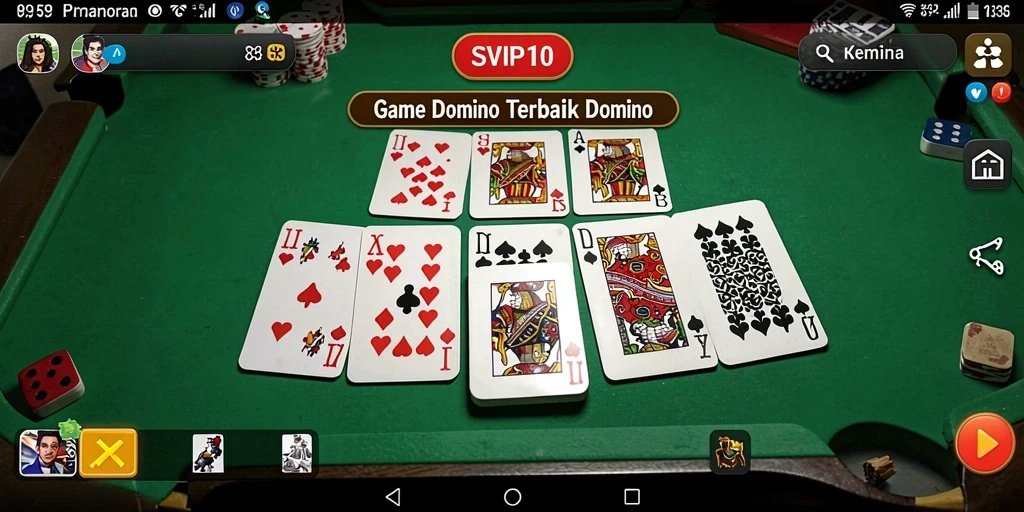 Screenshot gameplay SVIP10 dengan suasana permainan Domino yang seru.