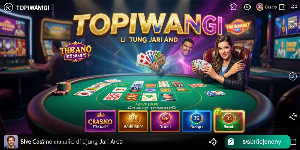 Screenshot gameplay TOPIWANGI menampilkan dealer langsung dan suasana permainan yang menarik.