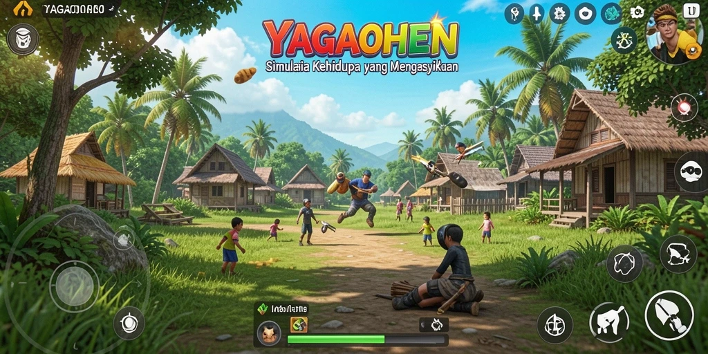 Screenshot gameplay YAGAOHEN menampilkan karakter yang menjalani kehidupan sehari-hari.